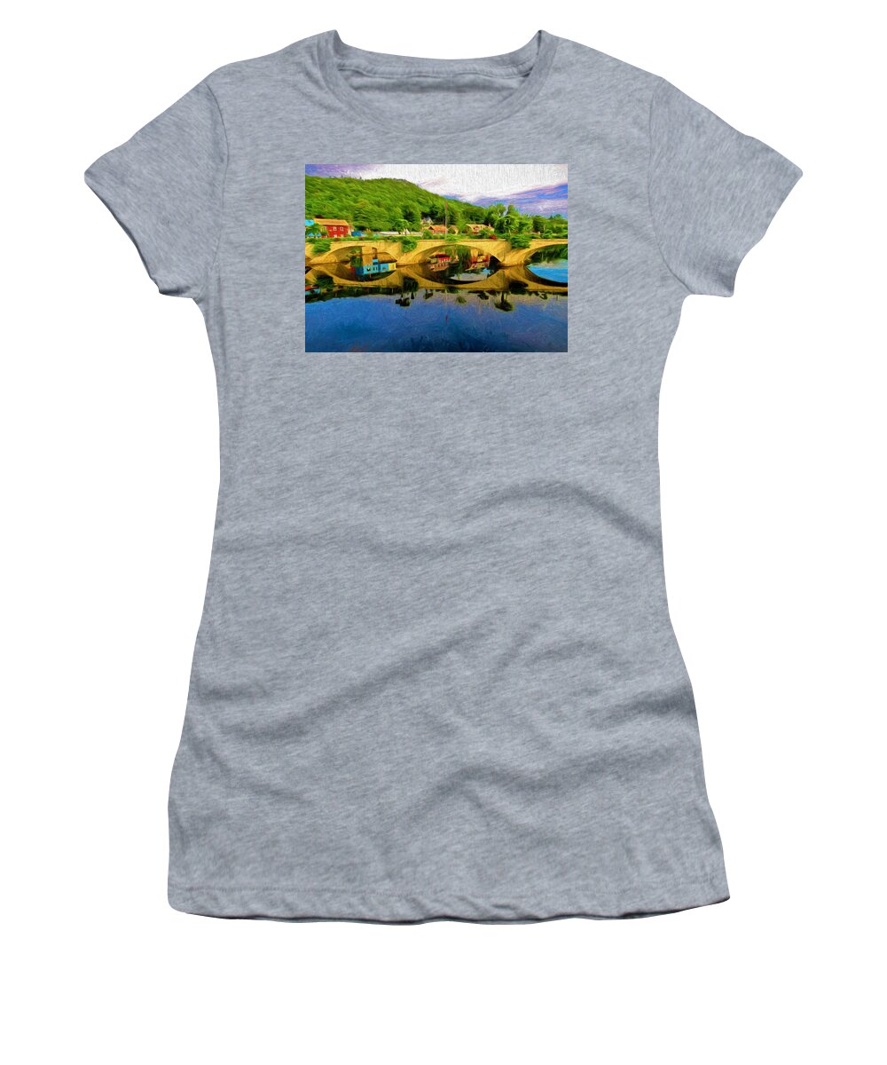Painting Women's T-Shirt featuring the painting Beautiful Bridge of Flowers by Mitchell R Grosky