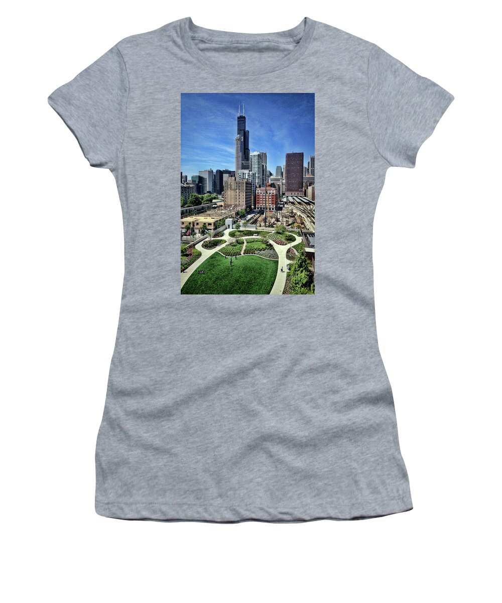 South Loop Women's T-Shirt featuring the photograph beautiful day and view of Chicago by Sven Brogren