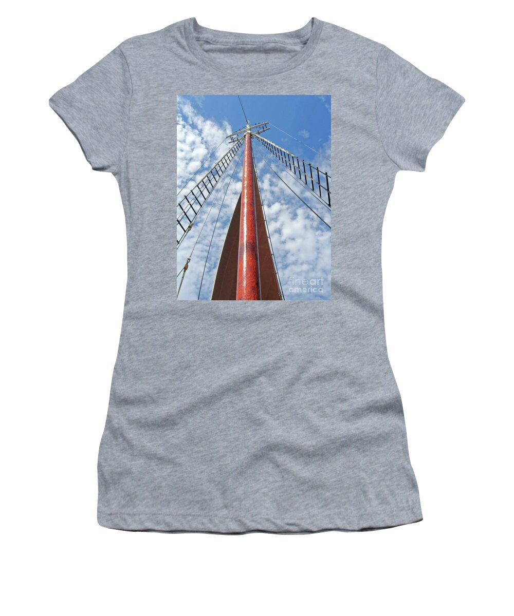 Schooner Women's T-Shirt featuring the photograph Beautiful Day for a Sail by Ann Horn