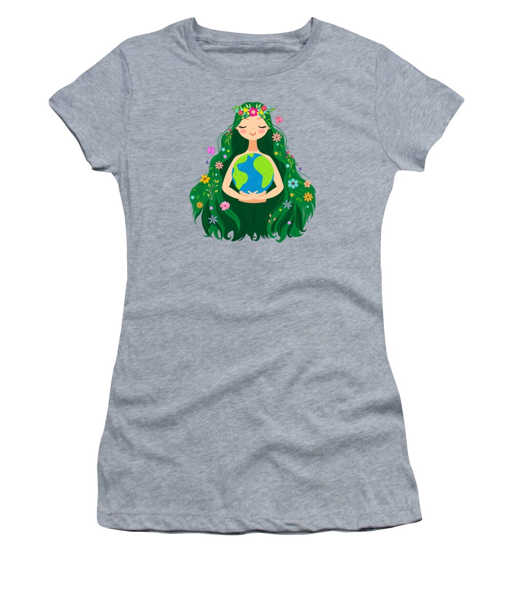 Painting Women's T-Shirt featuring the painting Beautiful Flowing Flower Earth Mother Figure by Little Bunny Sunshine by Little Bunny Sunshine