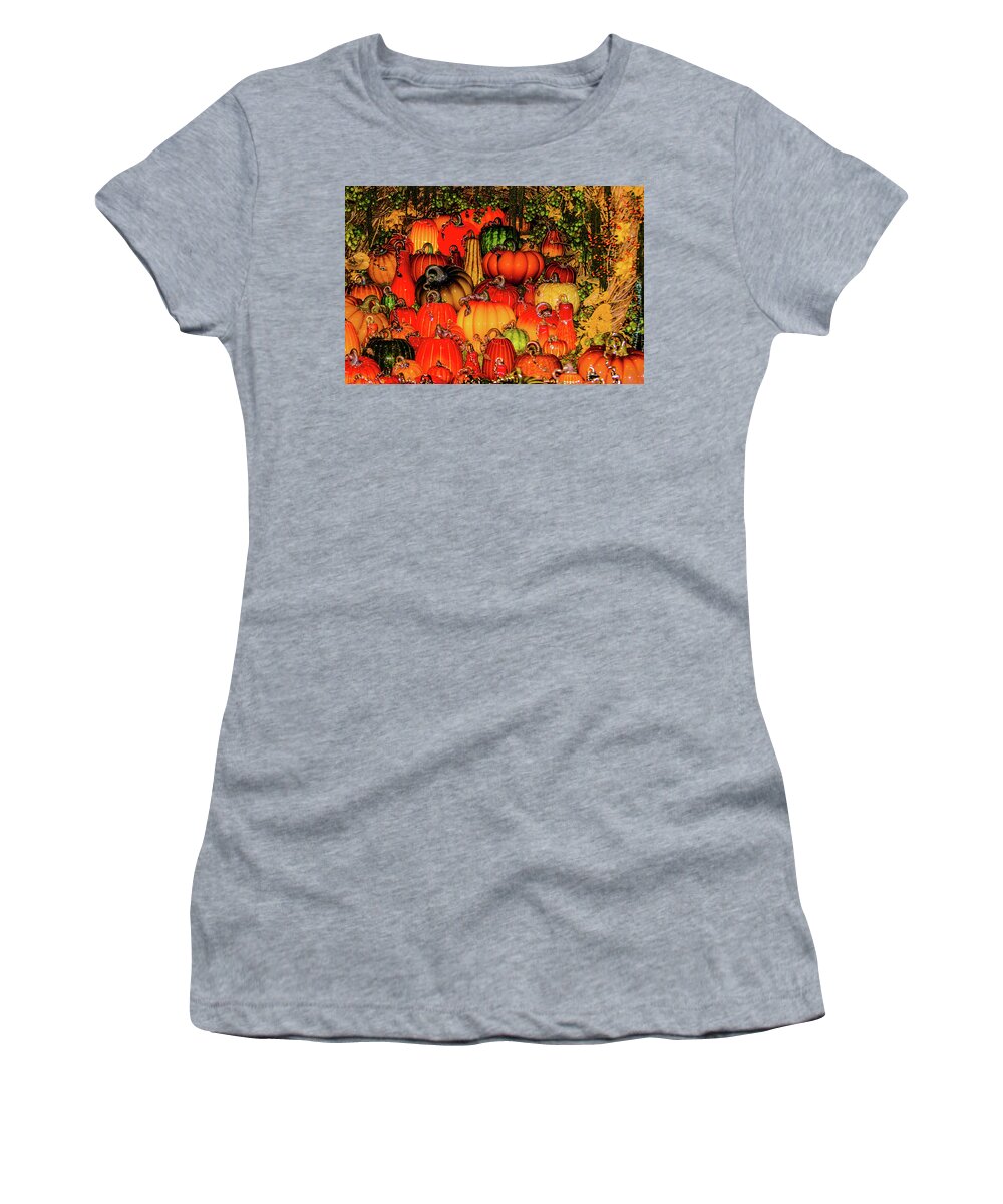 Fall Women's T-Shirt featuring the photograph Beautiful Glass Pumpkins by Louis Dallara