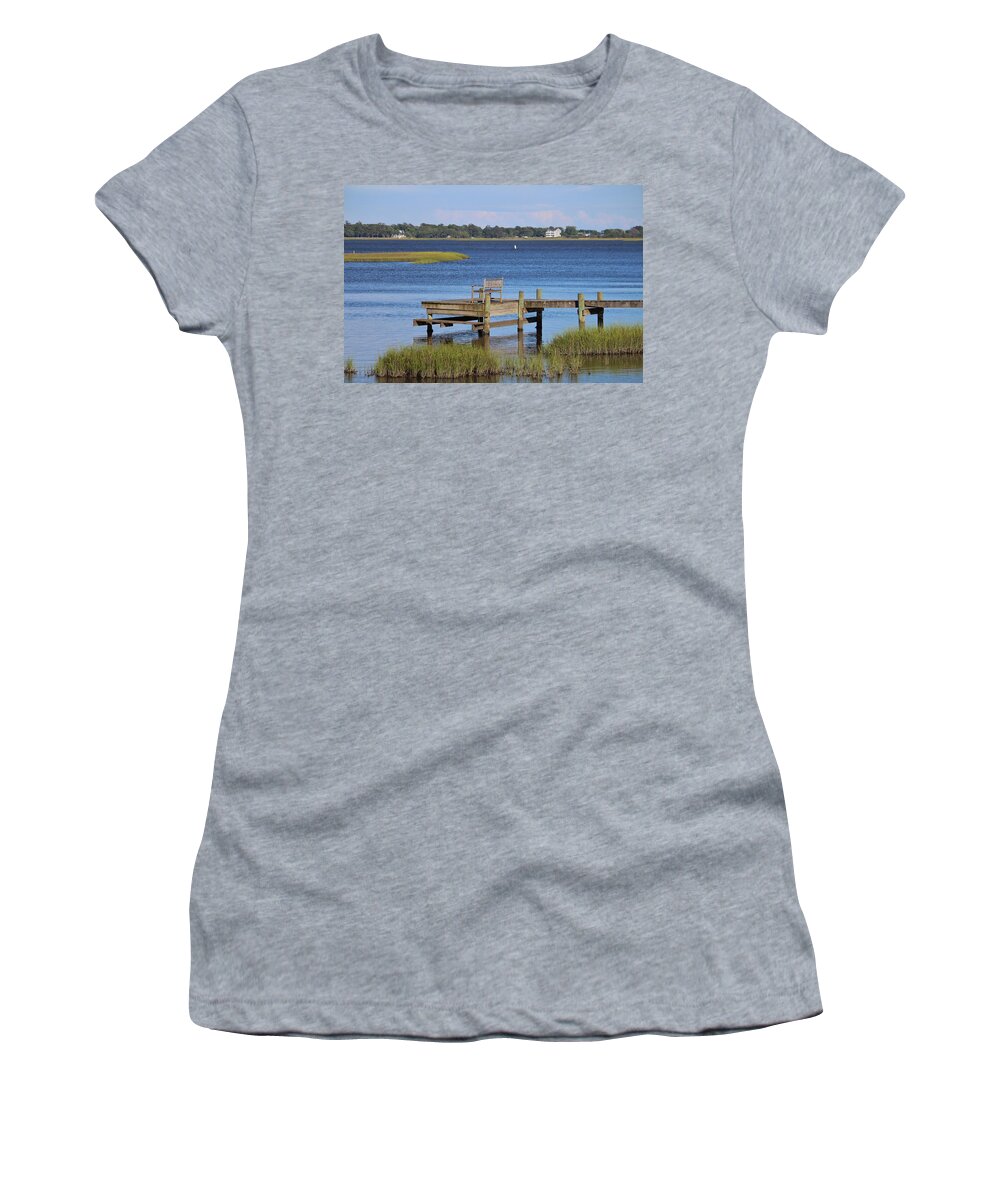 Fishing Women's T-Shirt featuring the photograph Beauty At The Dock by Cynthia Guinn