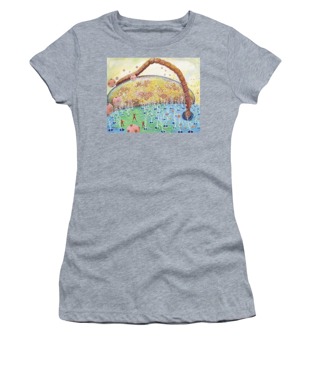 Imaginary Landscape Women's T-Shirt featuring the painting Bee's Eye and Antenna by Shoshanah Dubiner