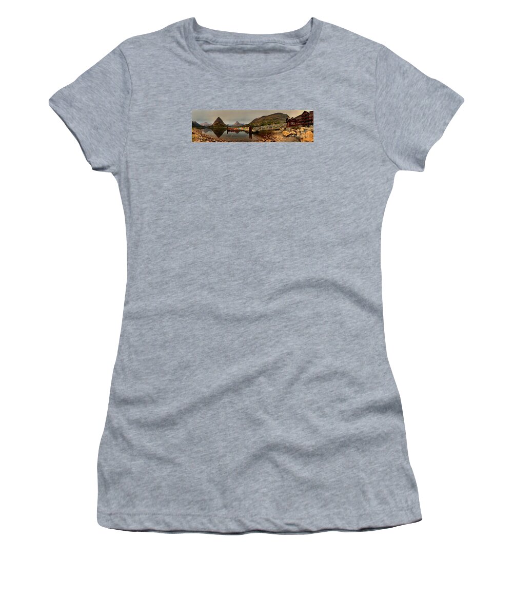 Swiftcurrent Boat Women's T-Shirt featuring the photograph Before The Swiftcurrent Boat Cruise by Adam Jewell