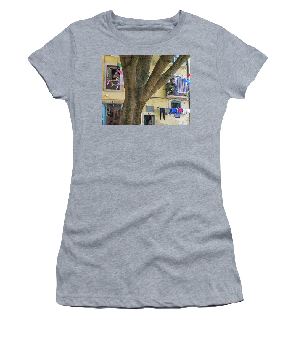 Lisbon Women's T-Shirt featuring the photograph Behind the Tree by Patricia Schaefer