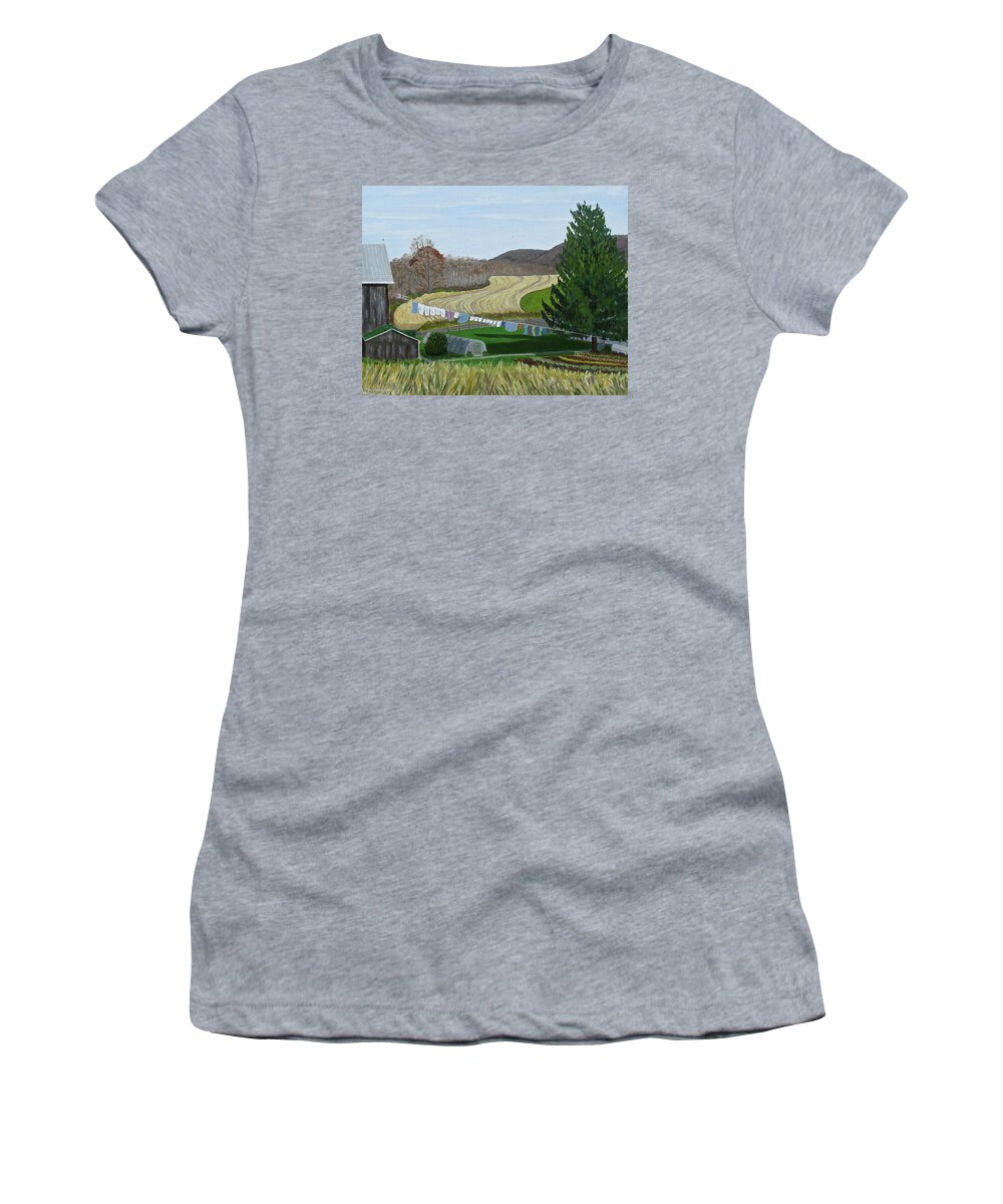 Mountain View Women's T-Shirt featuring the painting Beiler's View of Egg Hill by Barb Pennypacker
