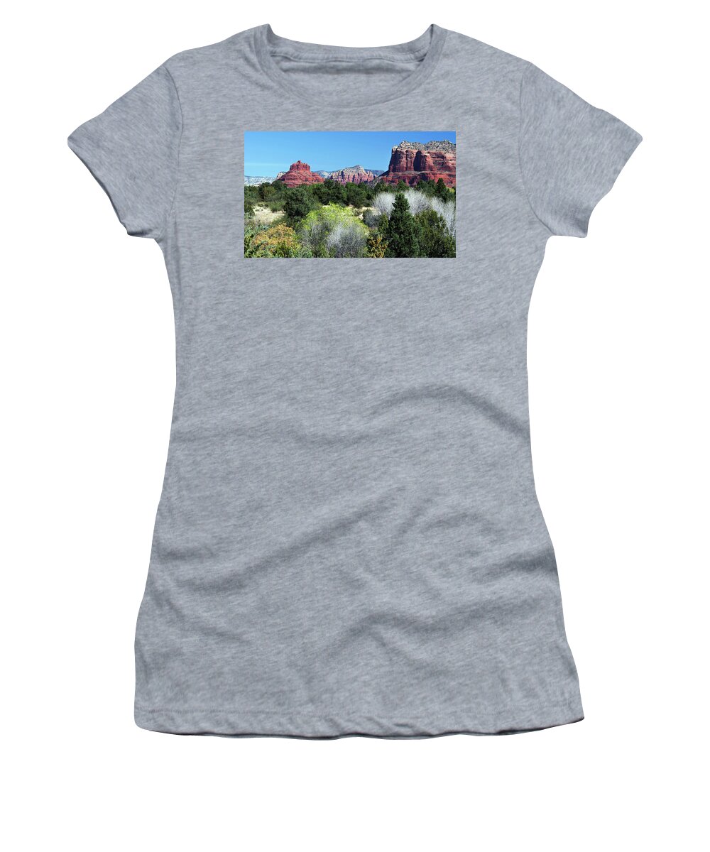Bell Rock Women's T-Shirt featuring the photograph Bell Rock View 7650-101717-2cr by Tam Ryan
