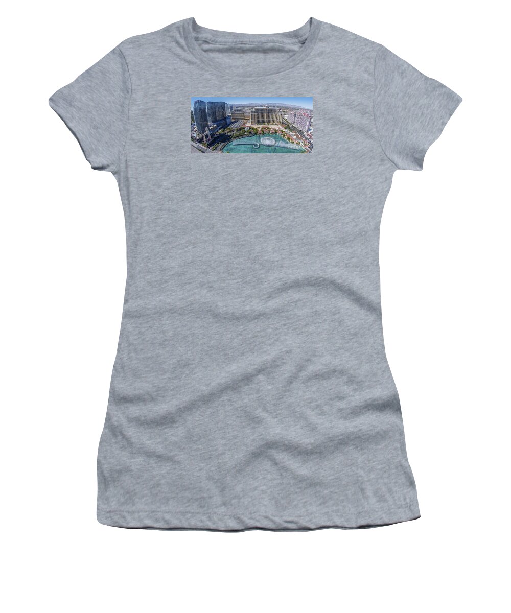 Bellagio Women's T-Shirt featuring the photograph Bellagio Fountains in the Afternoon by Aloha Art
