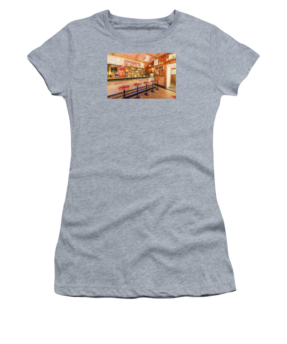 Miss Bellows Falls Diner Women's T-Shirt featuring the photograph Bellows Falls Diner by Tom Singleton