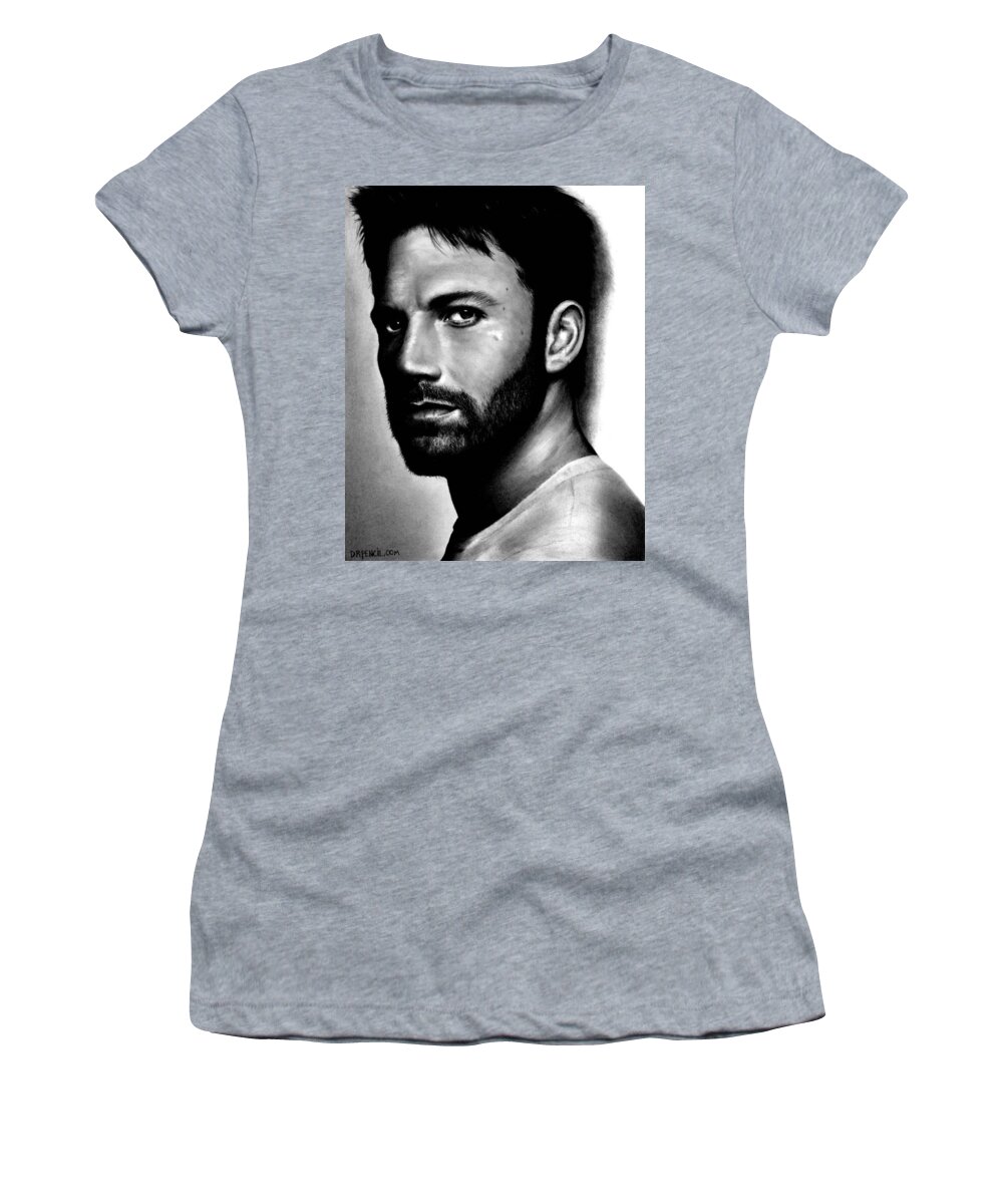 Ben Affleck Women's T-Shirt featuring the drawing Ben Affleck by Rick Fortson