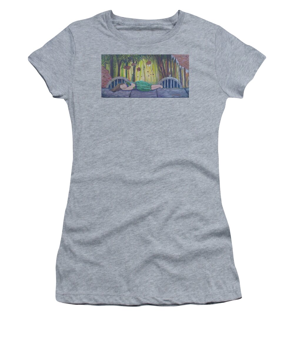 Human Trafficking Women's T-Shirt featuring the painting Bereft of Solace by Rod B Rainey