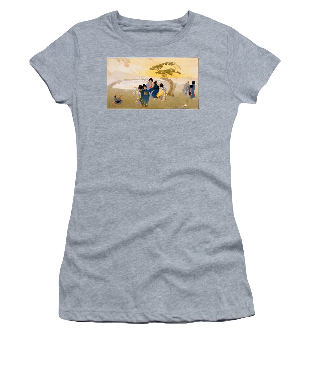 Woodcut Women's T-Shirt featuring the painting Bertha Boynton Lum, Kites, 1913 by Vincent Monozlay