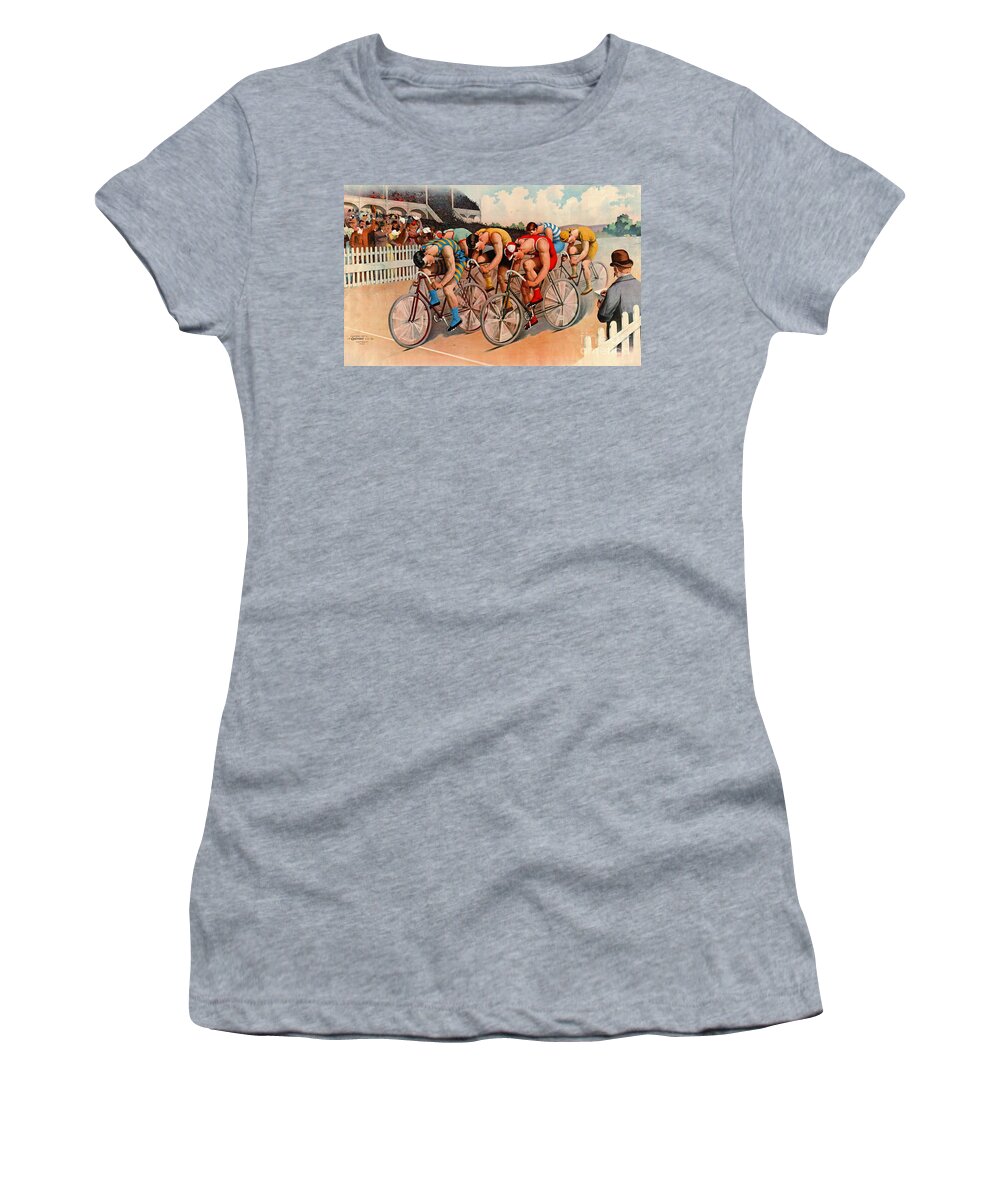 Bicycle Race 1895 Women's T-Shirt featuring the photograph Bicycle Race 1895 by Padre Art