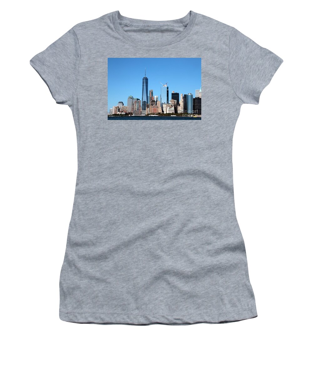 Lower Manhattan Women's T-Shirt featuring the photograph Big Apple Skyline by Linda C Johnson