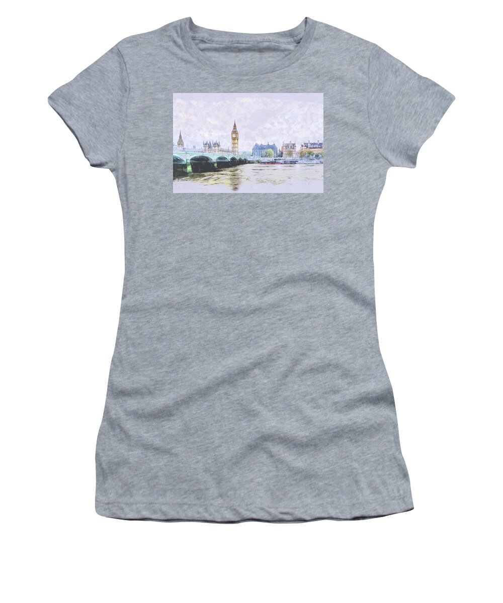 London Women's T-Shirt featuring the photograph Big Ben and Westminster Bridge London England by Anthony Murphy