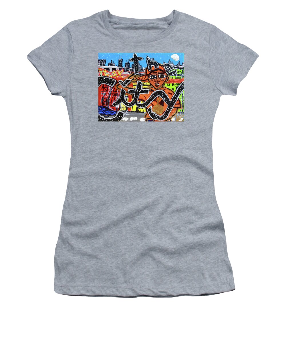  Women's T-Shirt featuring the painting Big Cities by Odalo Wasikhongo