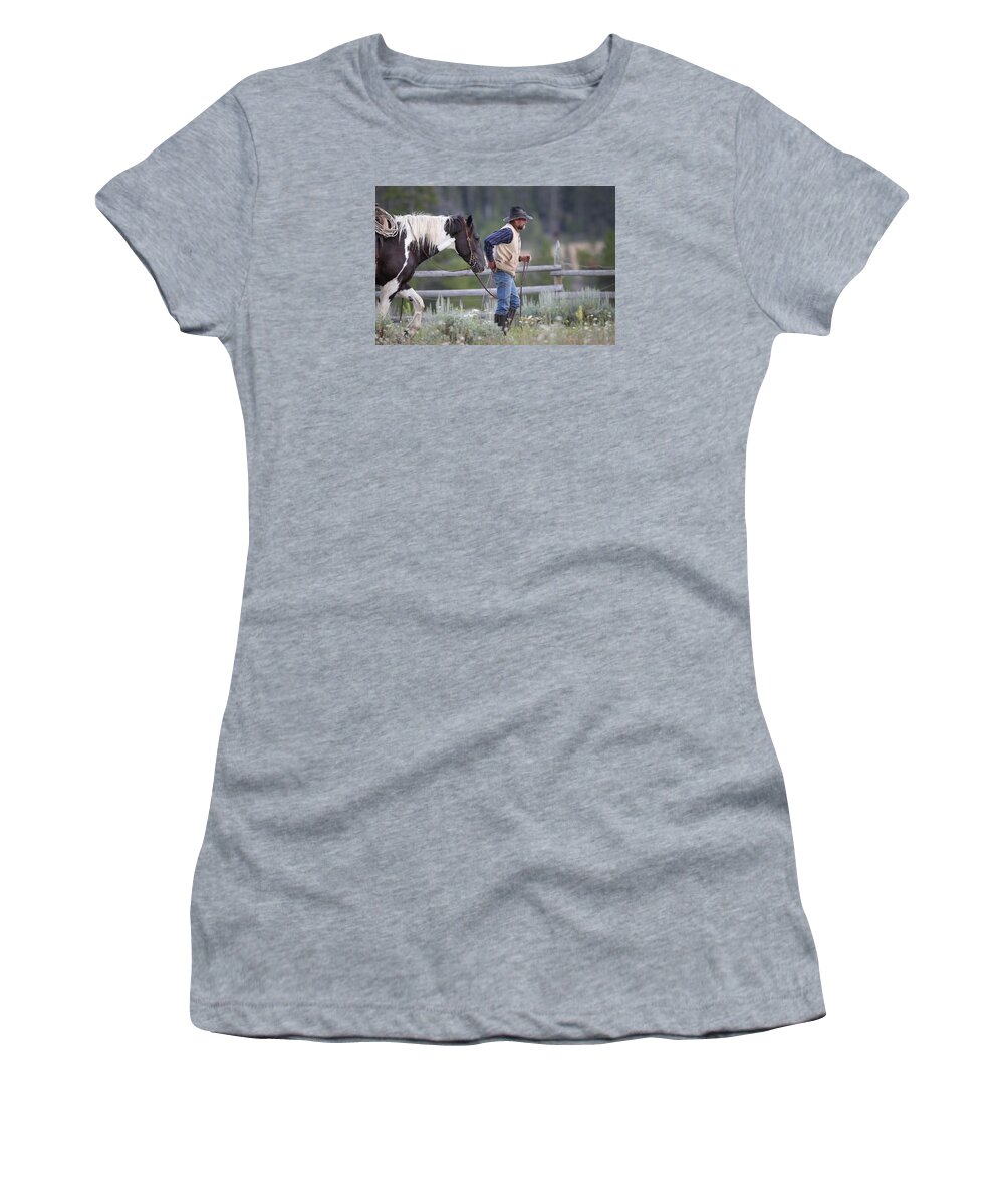 Wyoming Women's T-Shirt featuring the photograph Big Horn Cowboy by Diane Bohna