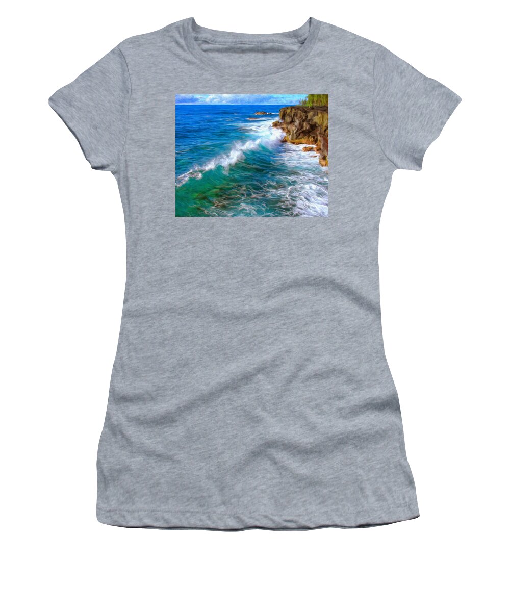 Big Sur Women's T-Shirt featuring the painting Big Sur Coastline by Dominic Piperata