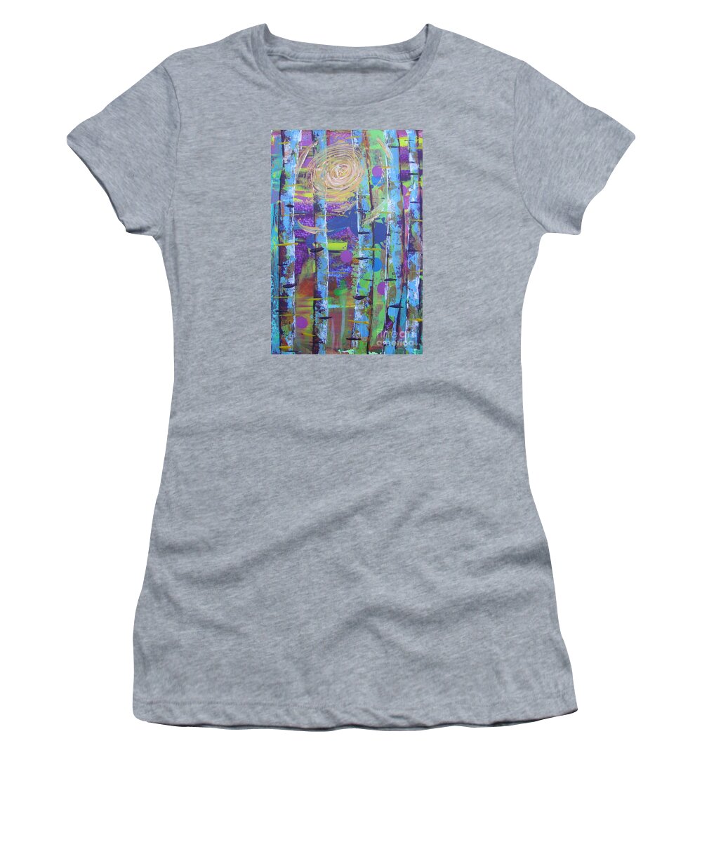 Land Women's T-Shirt featuring the painting Birch 6 by Jacqueline Athmann