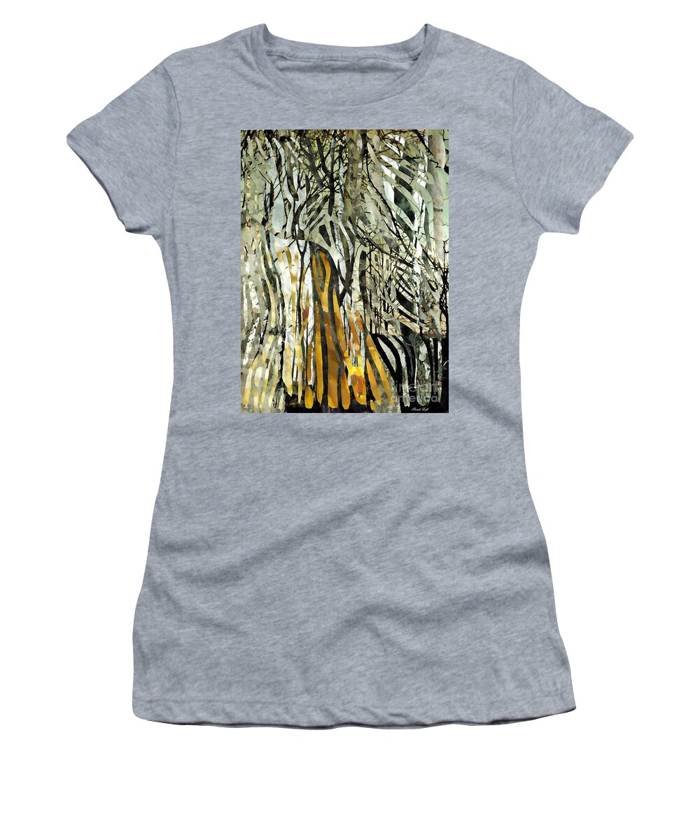 Birch Trees Women's T-Shirt featuring the mixed media Birch Forest by Sarah Loft