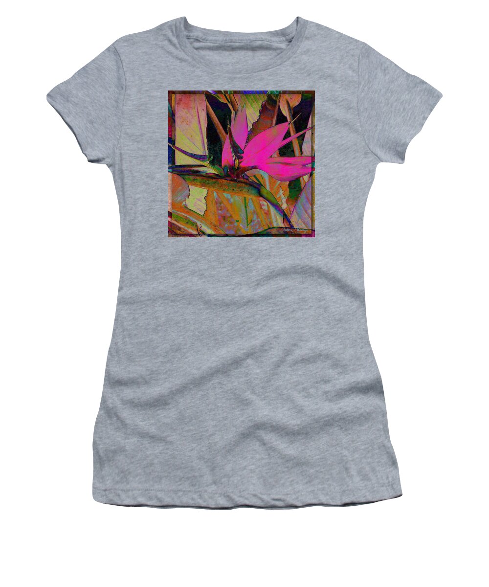 Flower Women's T-Shirt featuring the digital art Bird of Paradise by Barbara Berney