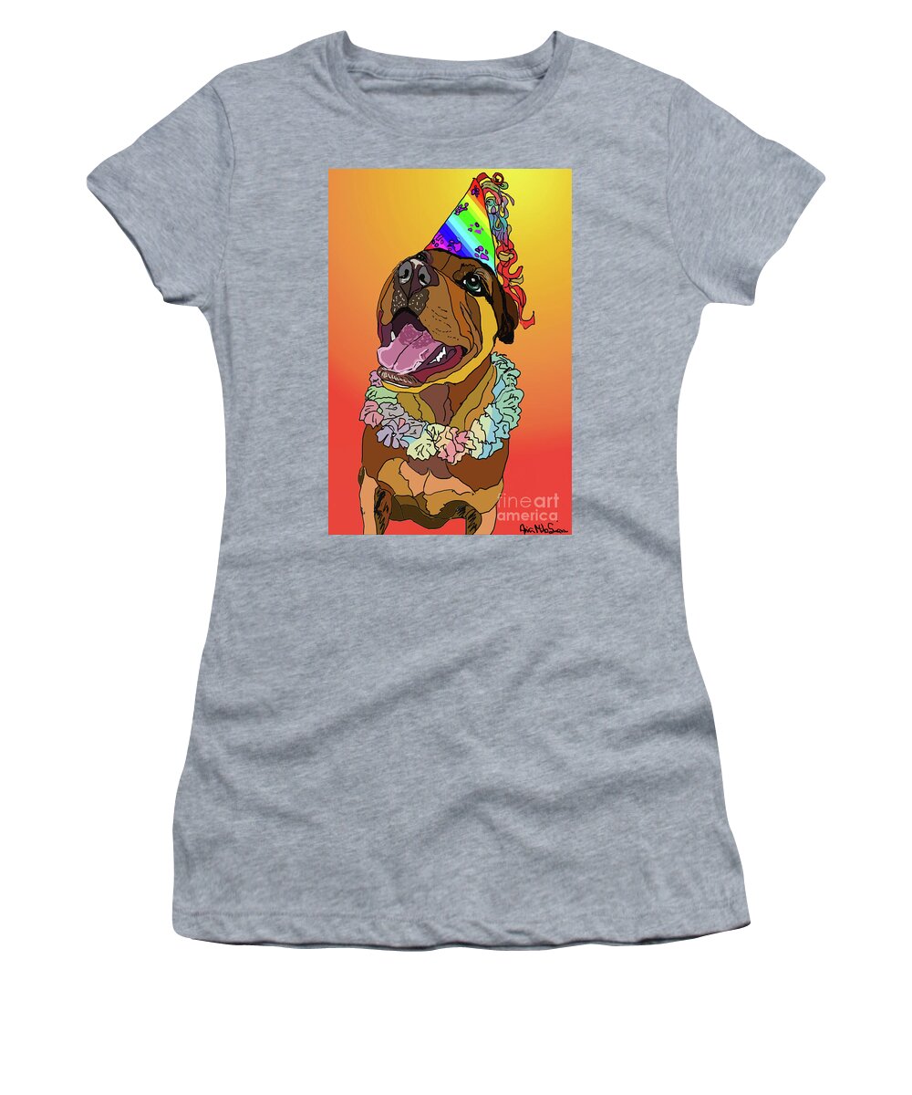Digital Sketch Women's T-Shirt featuring the digital art Birthday Girl by Ania M Milo