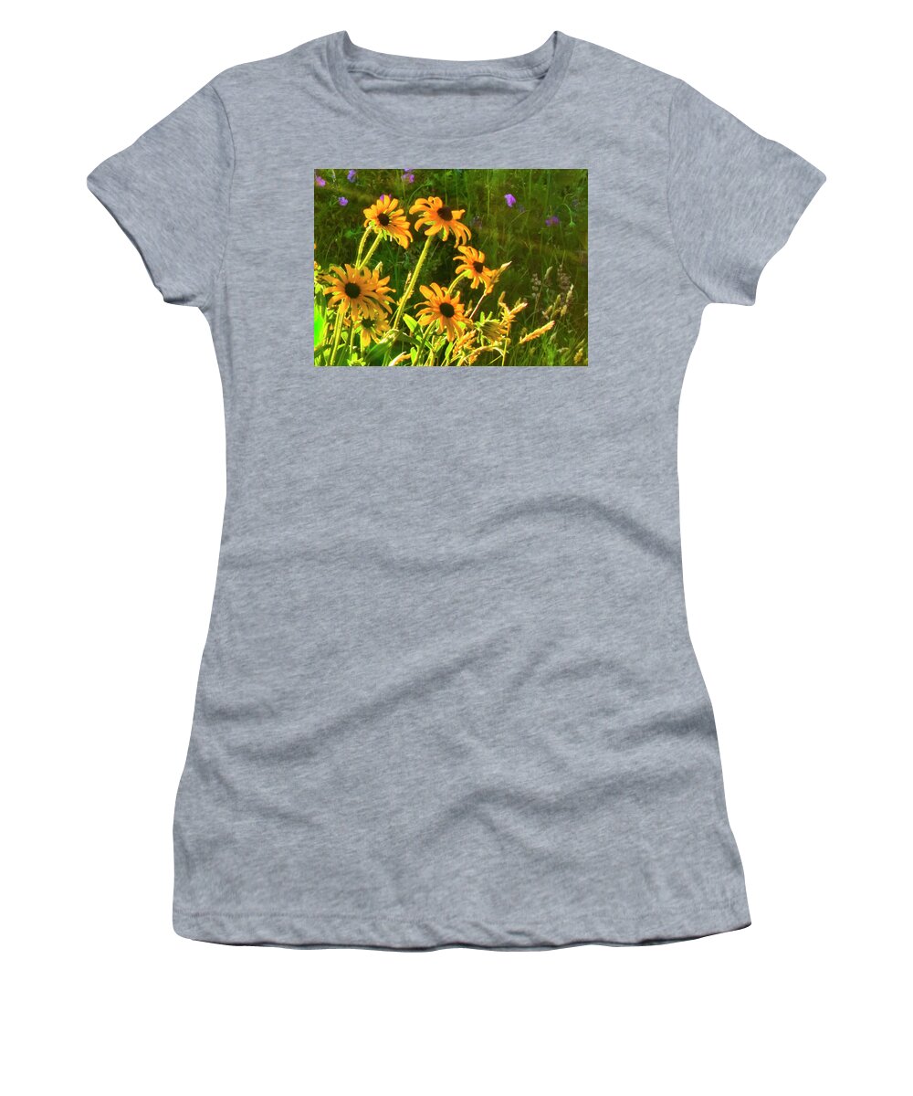 Dark Eyed Susan's. Flowers Women's T-Shirt featuring the photograph Bkidsuze by Jeff Cooper