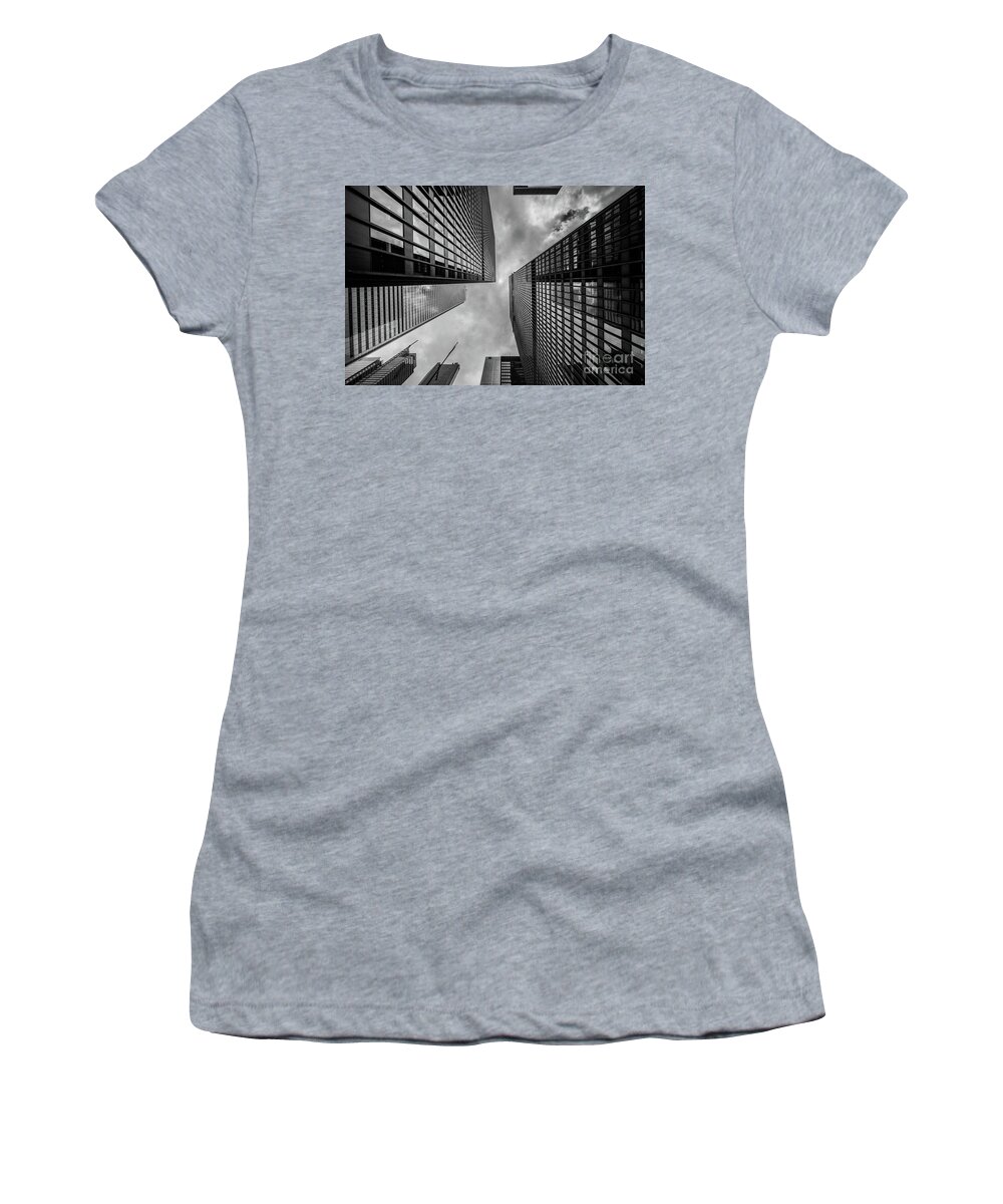 Photography Women's T-Shirt featuring the photograph Black and White Skyscraper by MGL Meiklejohn Graphics Licensing