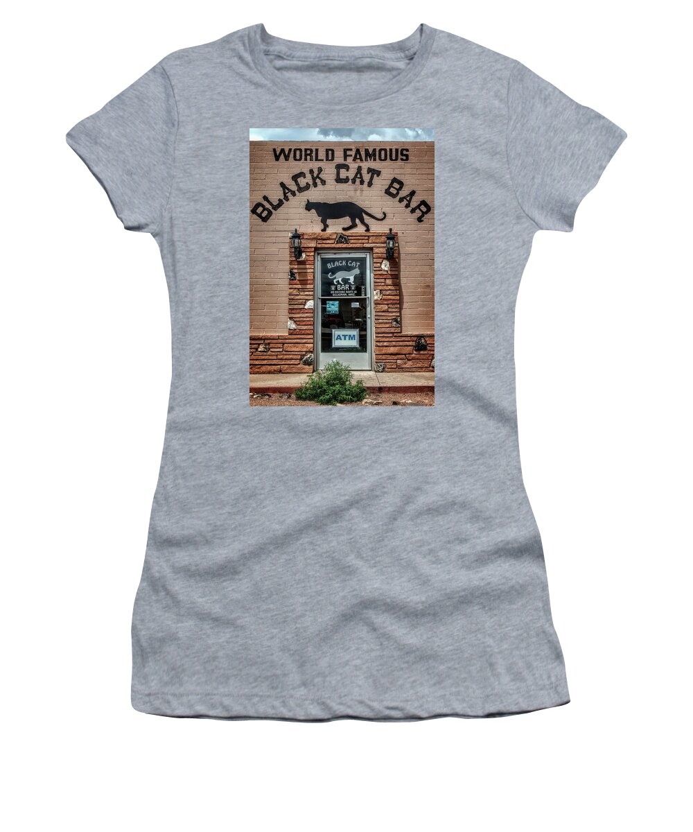 Route 66 Women's T-Shirt featuring the photograph Black Cat Bar by Diana Powell