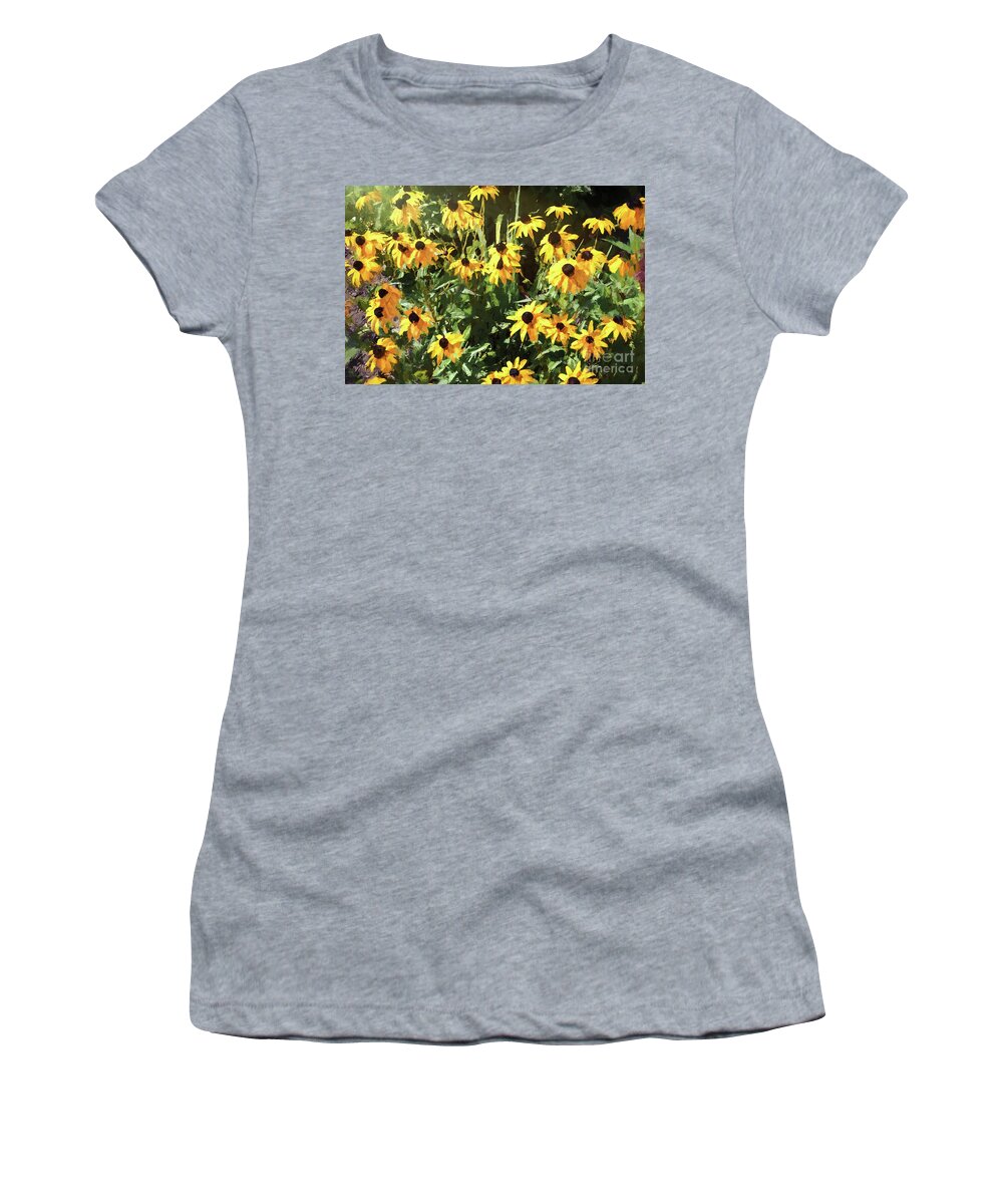 Painting Women's T-Shirt featuring the photograph Black-eyed Susan Yellow Flowers by Andrea Anderegg