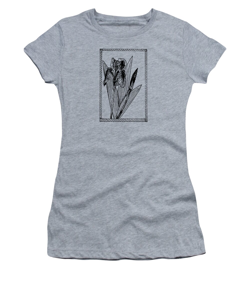 Plant Women's T-Shirt featuring the drawing Black Iris on Transparent Background by Masha Batkova