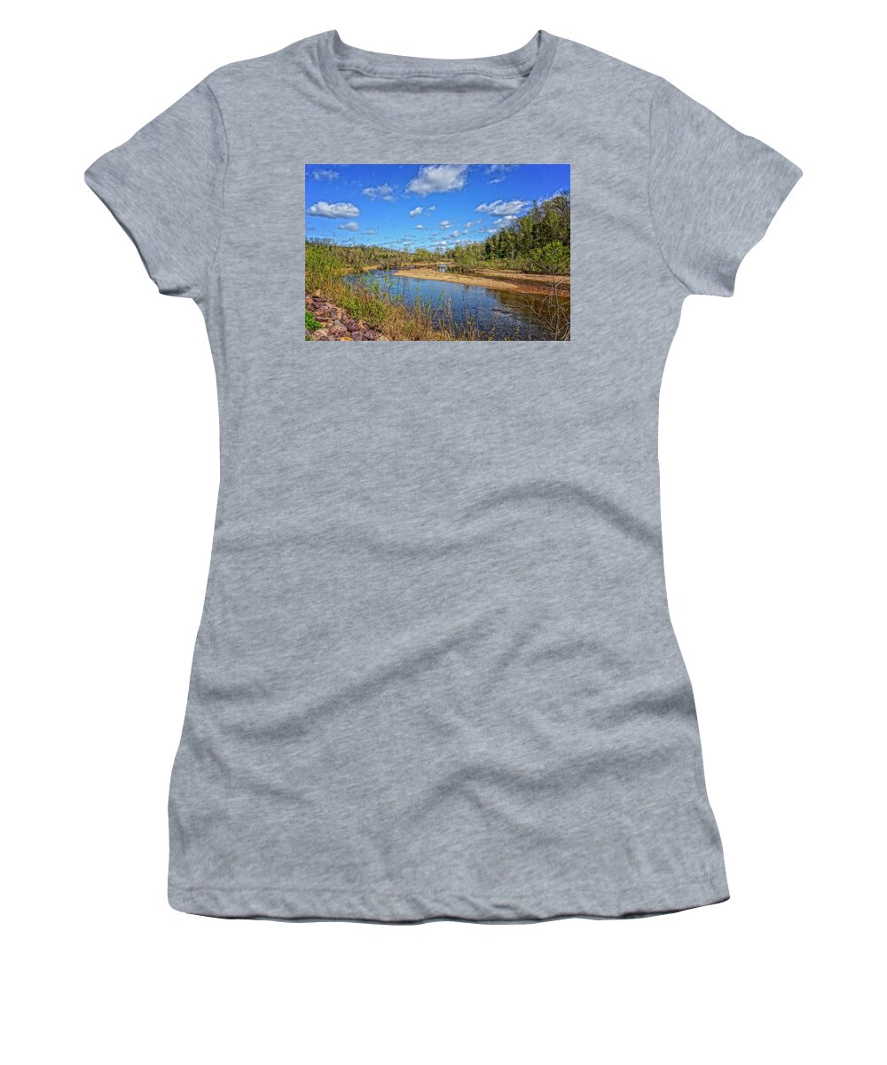 Black River Women's T-Shirt featuring the photograph Black River at Johnson Shutins Missouri DSC03966 by Greg Kluempers