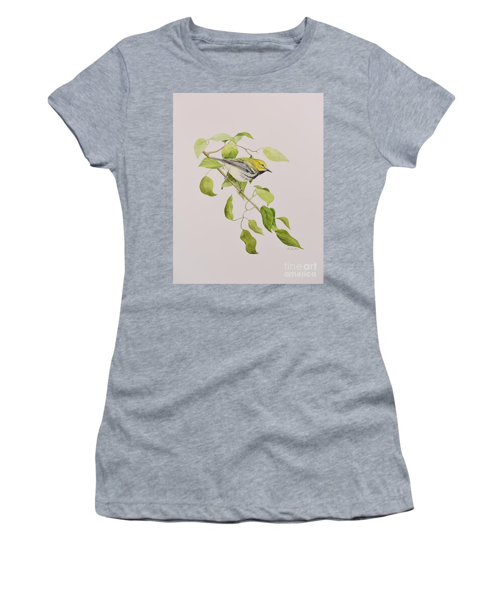 Warbler Women's T-Shirt featuring the painting Black-throated Green Warbler by Charles Owens