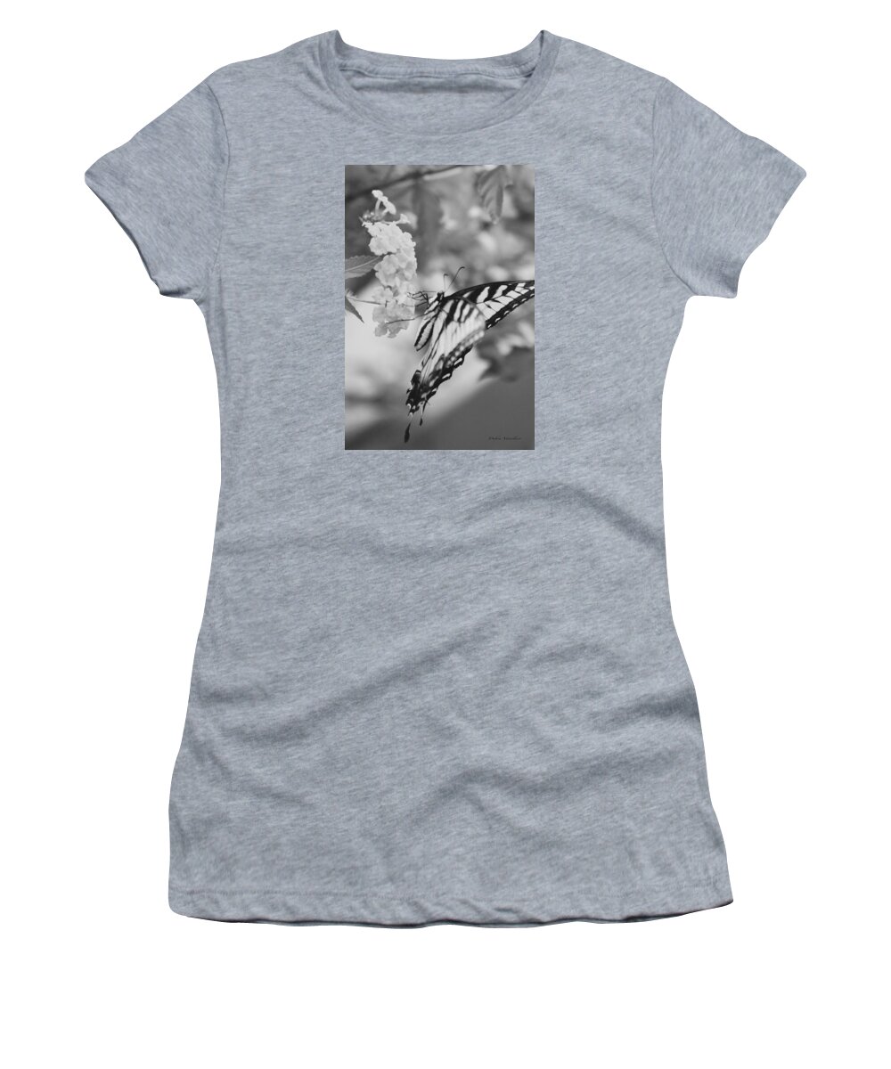 Butterfly Collection Art Women's T-Shirt featuring the photograph Black/white BUTTERFLY by Debra   Vatalaro
