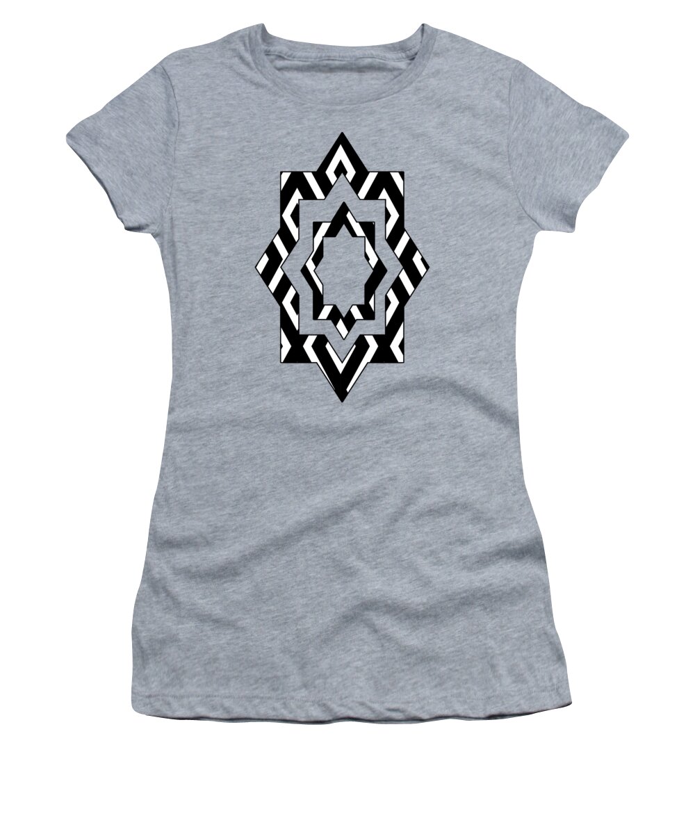 Black And White Women's T-Shirt featuring the mixed media Black and White Pattern by Christina Rollo