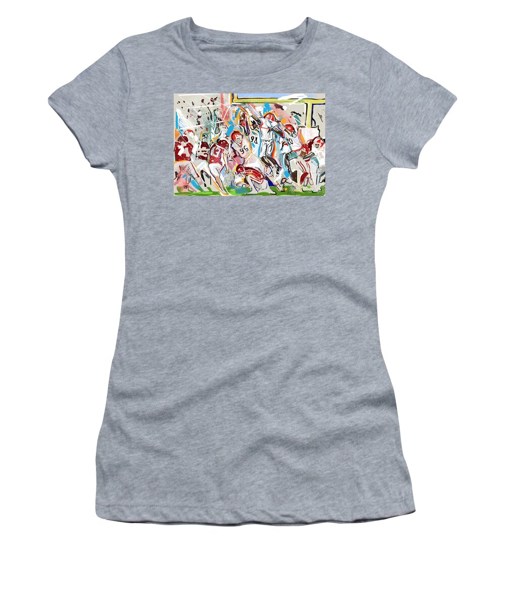 Uga Rosebowl Women's T-Shirt featuring the painting Blocked by John Gholson