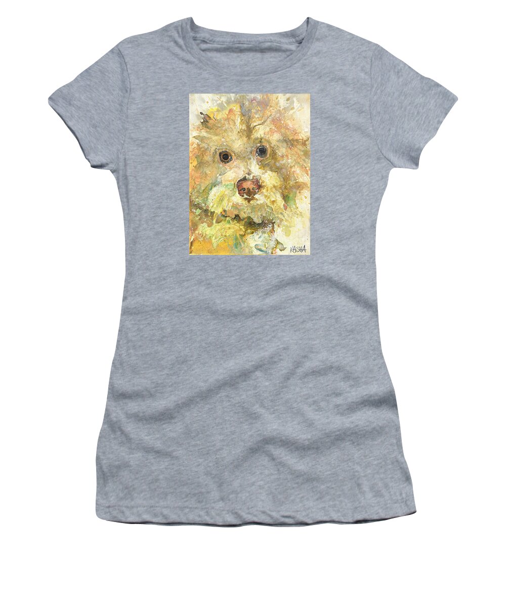 Shaggy Dog Painting Women's T-Shirt featuring the painting Blow-Out by Kasha Ritter