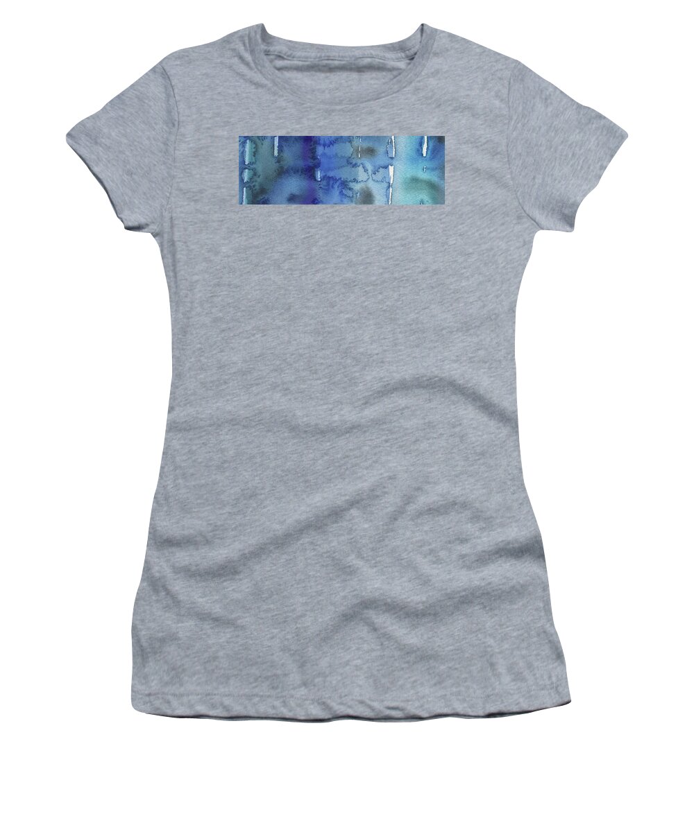 Blue Women's T-Shirt featuring the painting Blue Abstract Cool Waters III by Irina Sztukowski