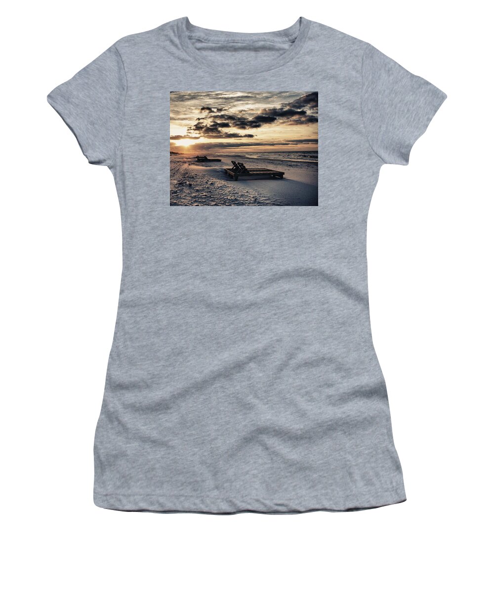Alabama Photographer Women's T-Shirt featuring the painting Blue and Orange Sunrise on the beach by Michael Thomas