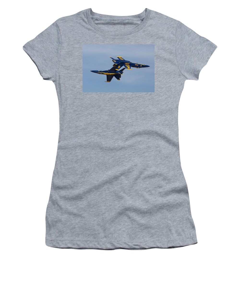 Blue Angels Women's T-Shirt featuring the photograph Blue Angel Solos by John Daly