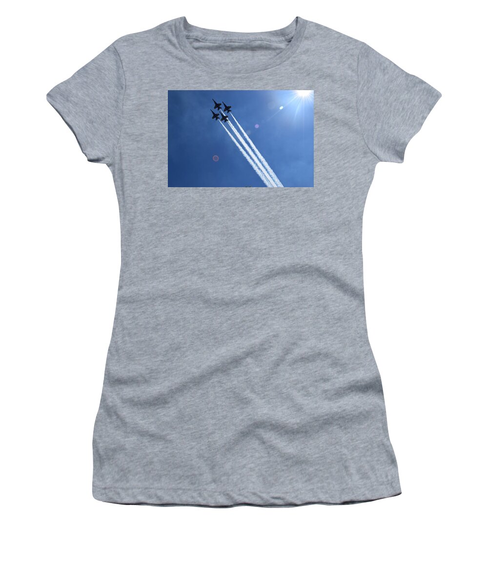 Blue Women's T-Shirt featuring the photograph Blue Angels on Independence Day by Curtis Krusie