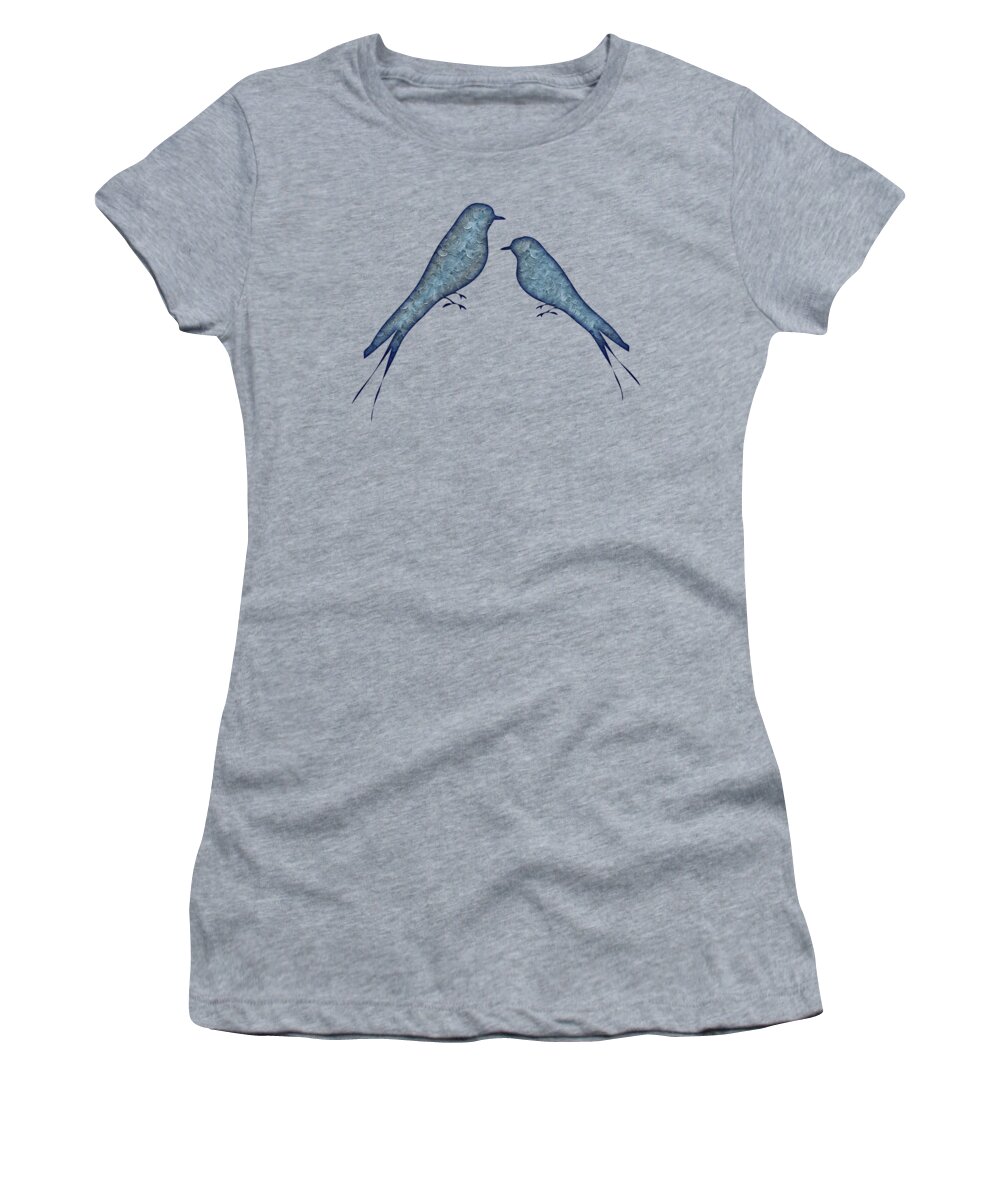 Blue Birds Women's T-Shirt featuring the painting Blue Birds 2 by Movie Poster Prints