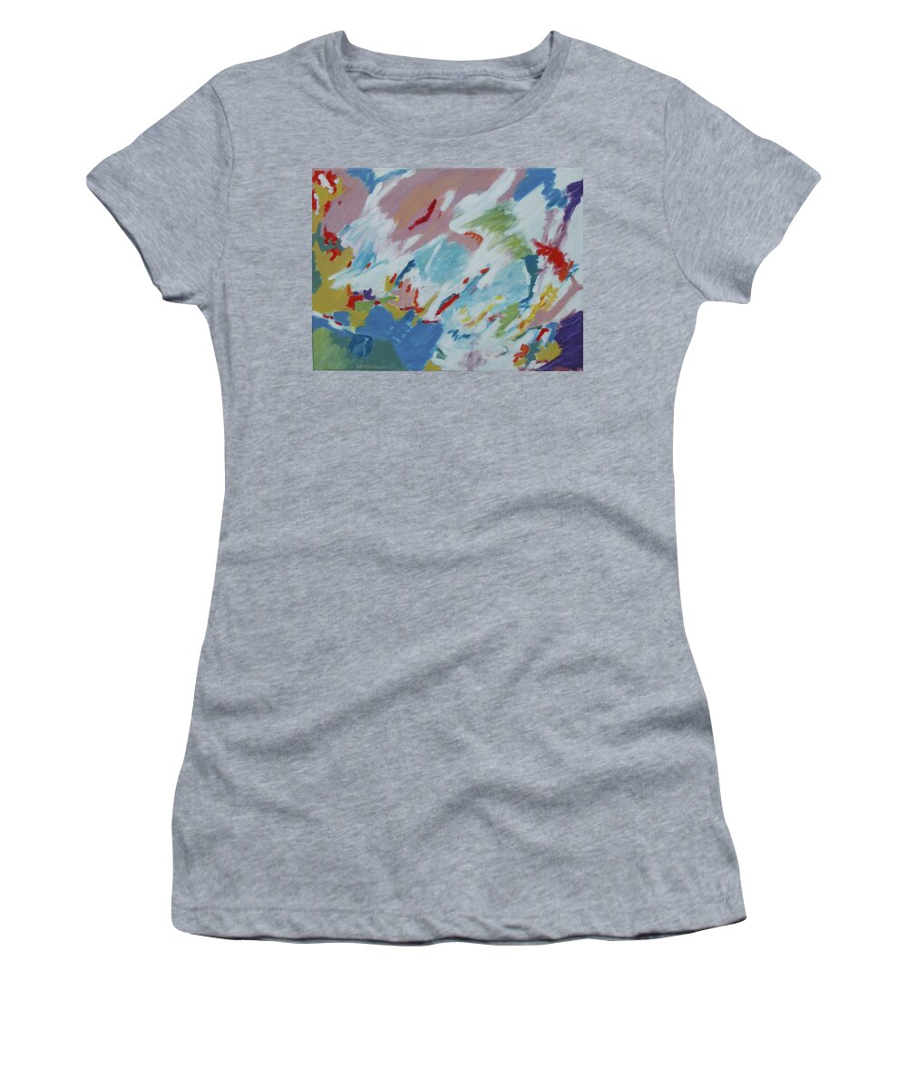 Abstract Women's T-Shirt featuring the painting Blue Butterfly by Stan Chraminski