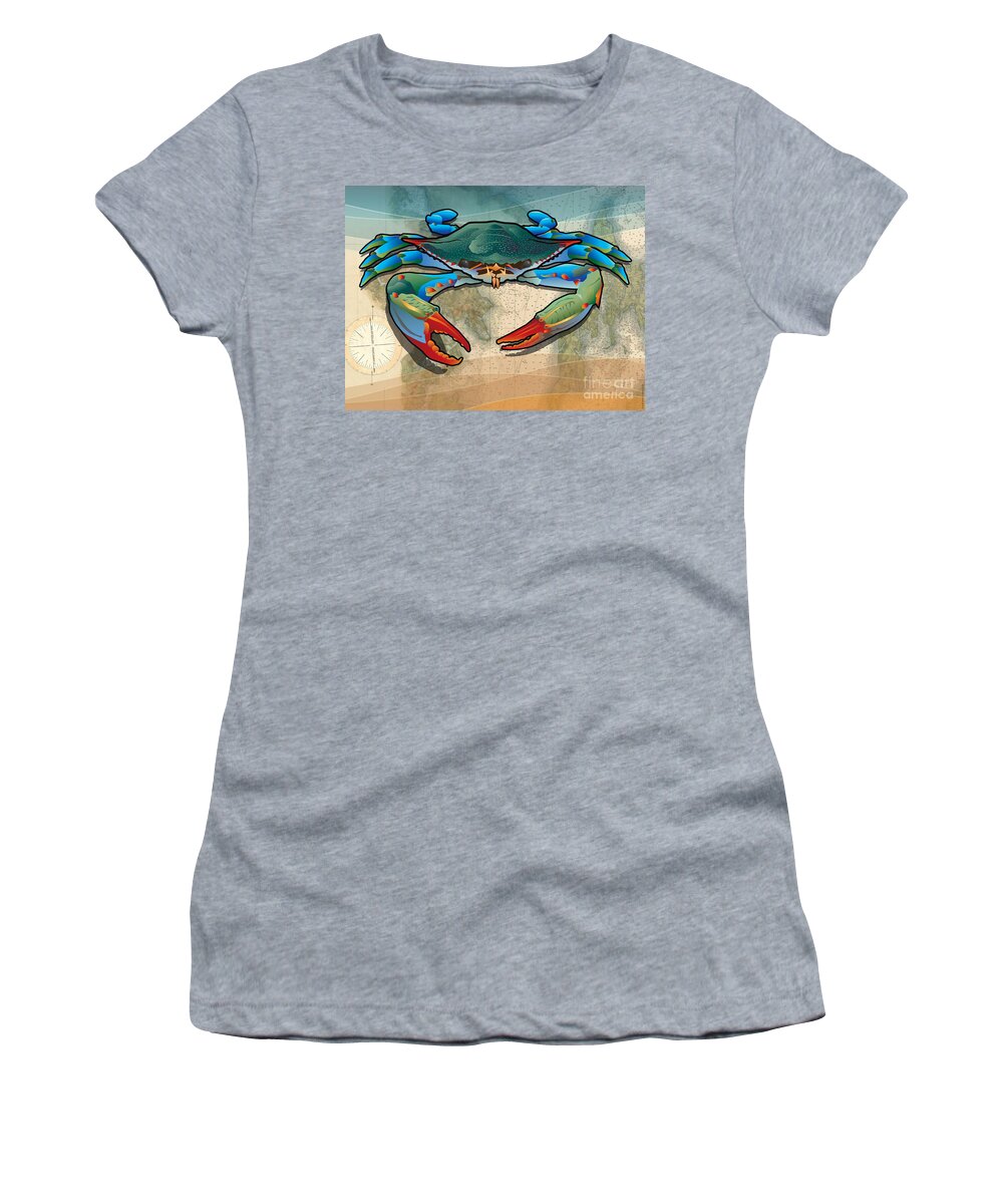 Crab Women's T-Shirt featuring the digital art Blue Crab by Joe Barsin