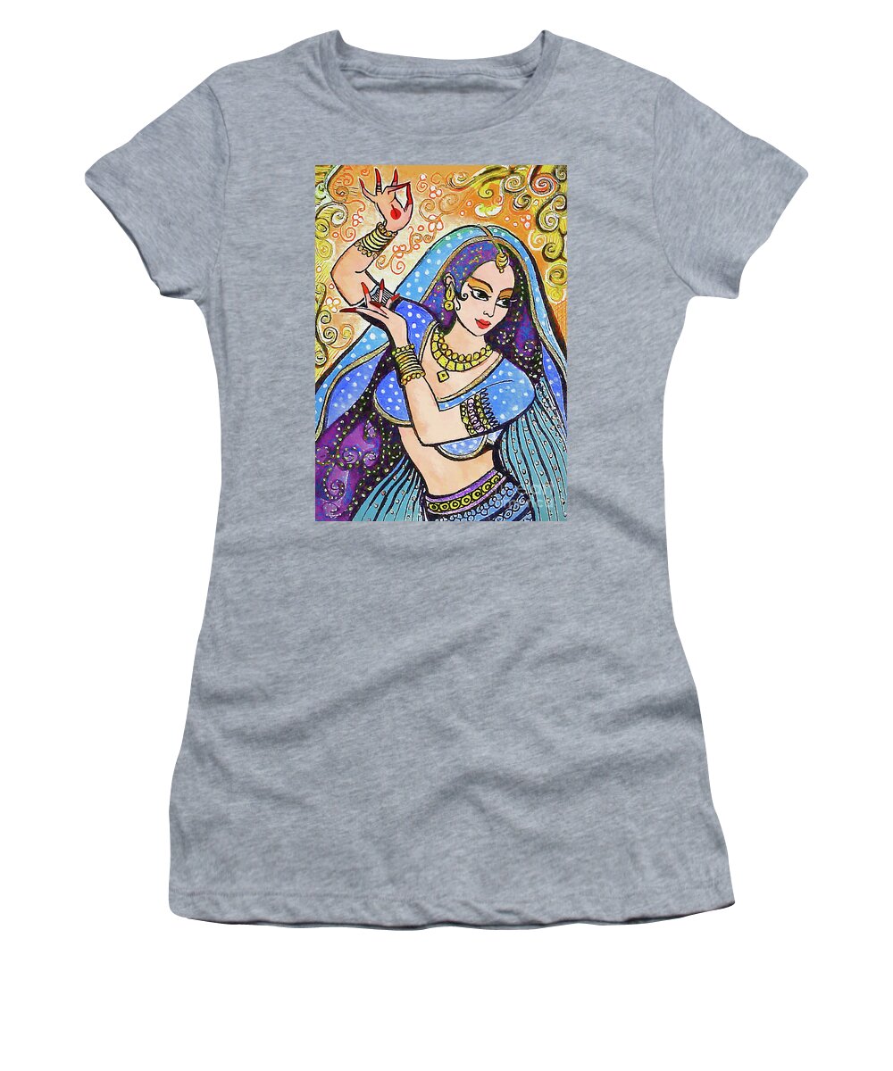 Indian Dancer Women's T-Shirt featuring the painting Blue Devi by Eva Campbell