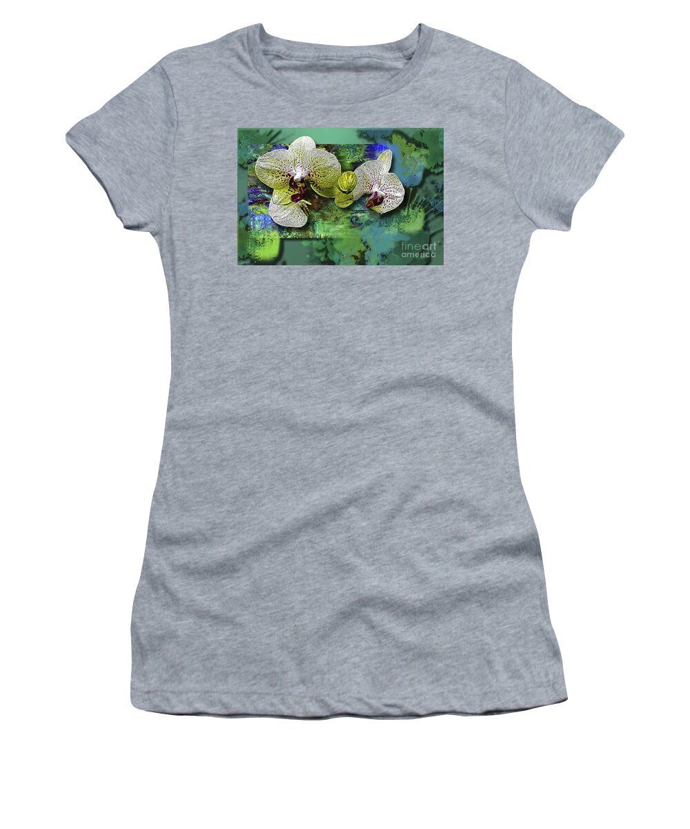 Flowers Women's T-Shirt featuring the photograph Blue Green splash by Deb Nakano