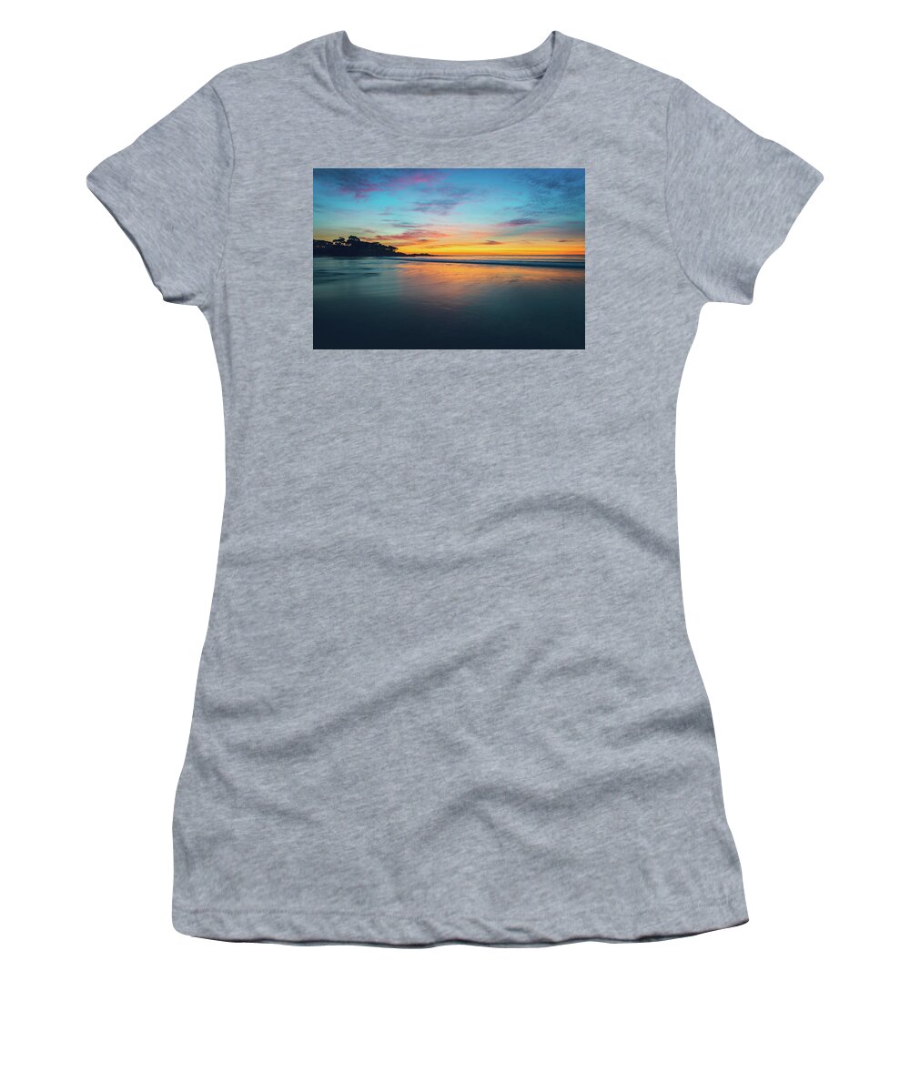 Af Zoom 24-70mm F/2.8g Women's T-Shirt featuring the photograph Blue Hour at Carmel, CA Beach by John Hight