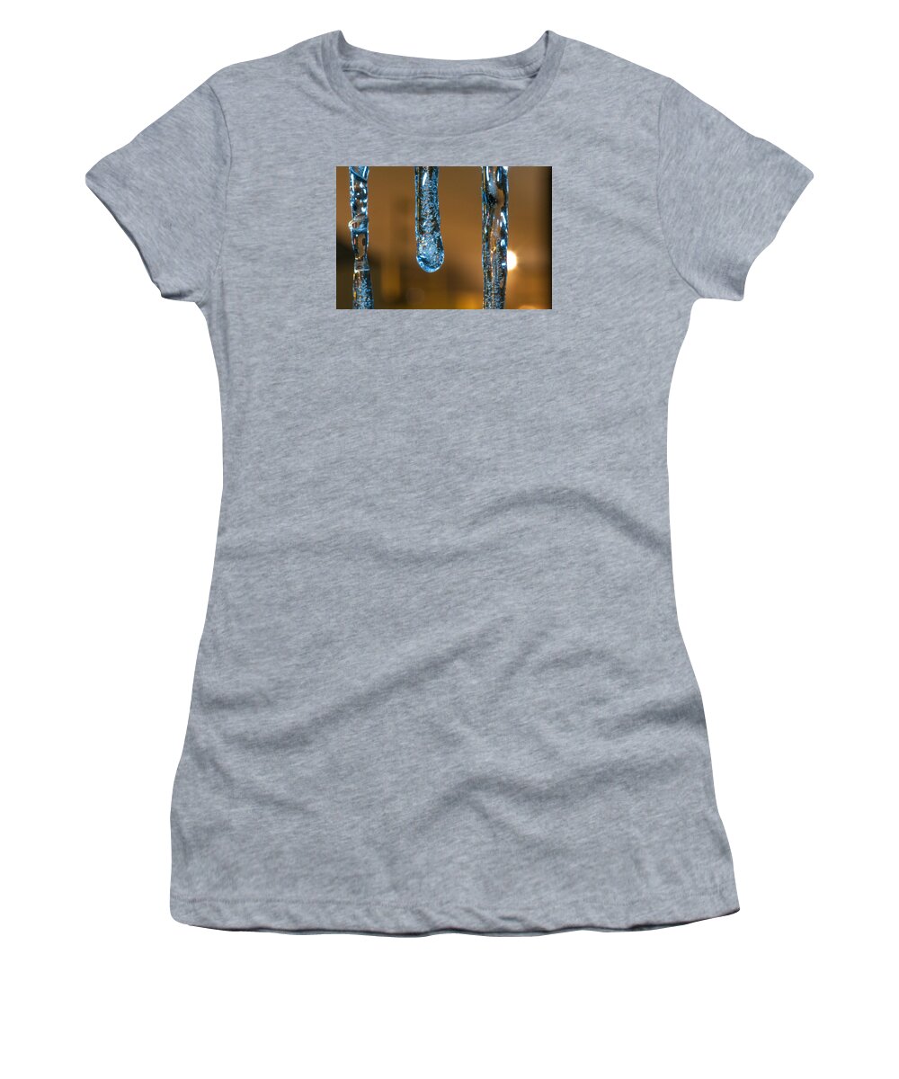Blue Icicles Women's T-Shirt featuring the photograph Blue Icicles by Matt McDonald