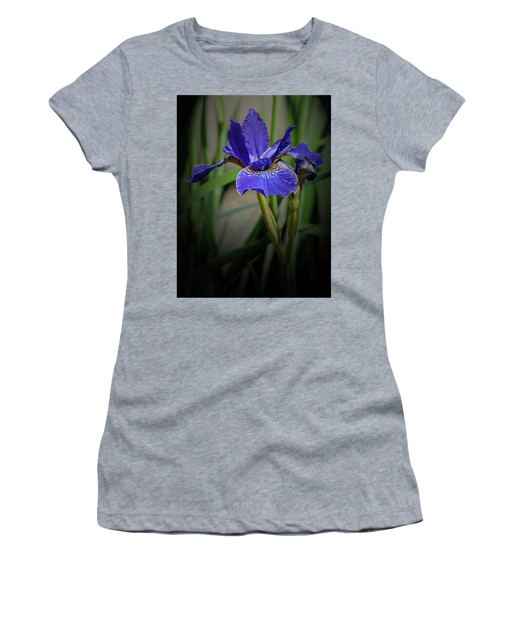Florals Women's T-Shirt featuring the photograph Blue Iris by Tikvah's Hope