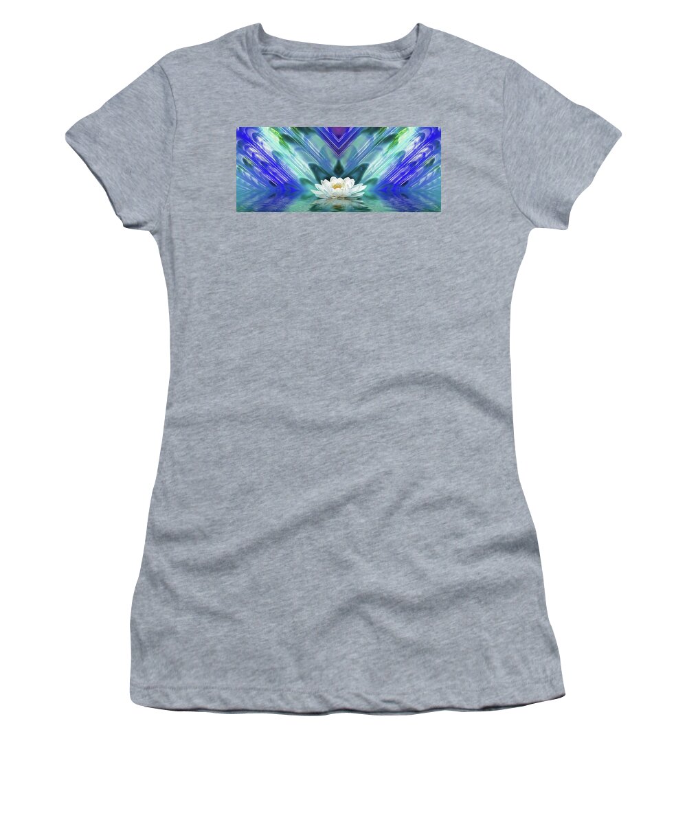 Seashell Women's T-Shirt featuring the photograph Blue Oasis Panoramic by Gill Billington